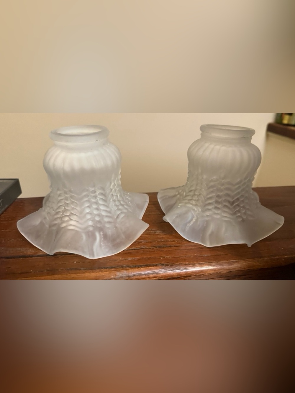 Classic White Frosted Glass Lamp Shade Pair